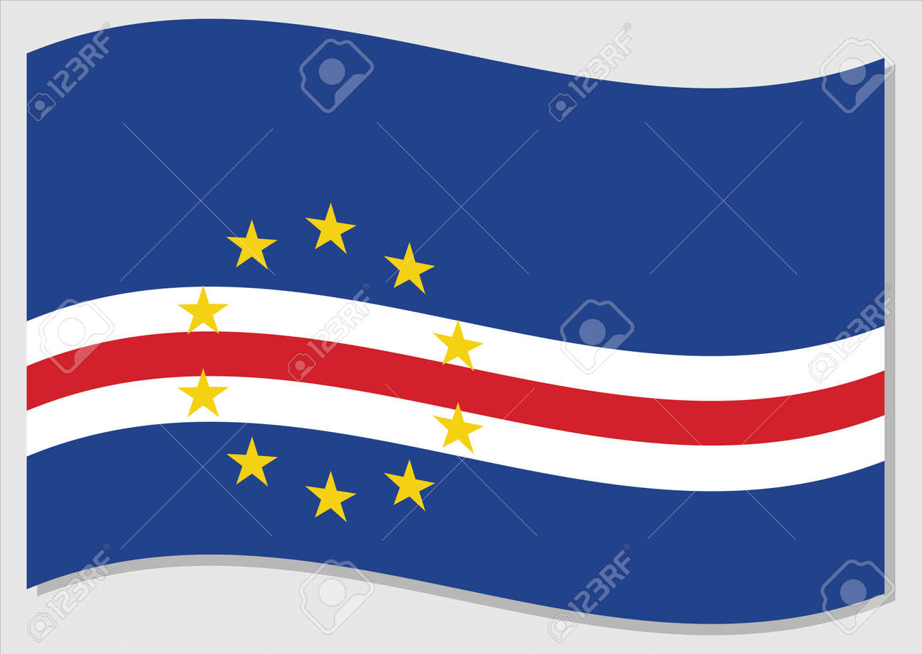 Waving Flag Of Cape Verde Vector Graphic. Waving Cape Verdean Flag.