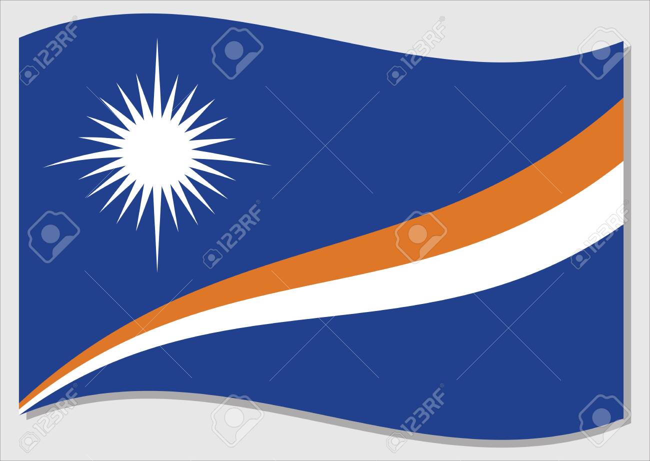 Waving Flag Of Marshall Islands Vector Graphic. Waving Marshallese.