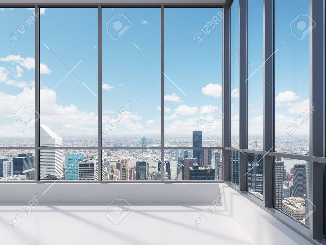 office with big window 3d render window office