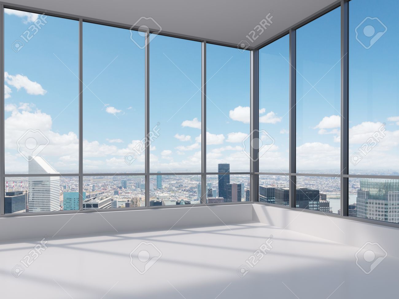 office with big window 3d render window office