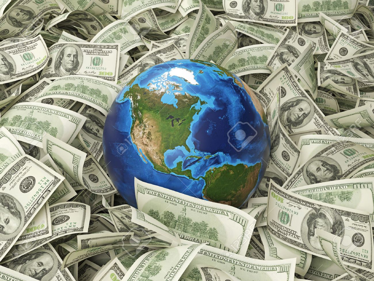 Earth And Many Hundred Dollar Bills. Elements Of This Image ...