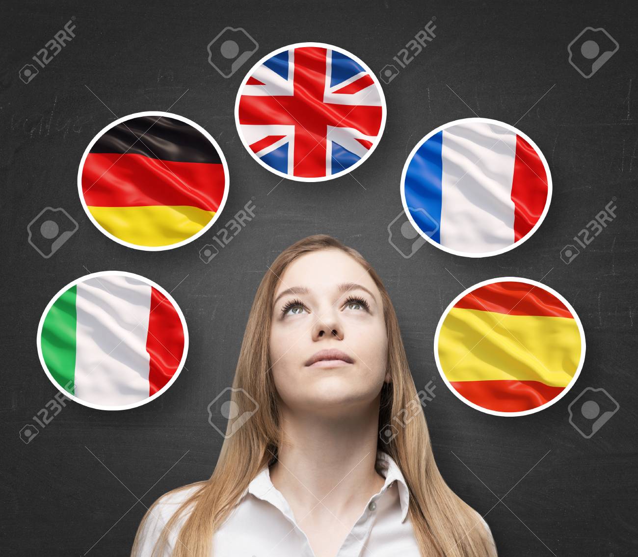Beautiful Lady Is Surrounded By Bubbles With European Countries Stock Photo Picture And Royalty Free Image Image 112977854
