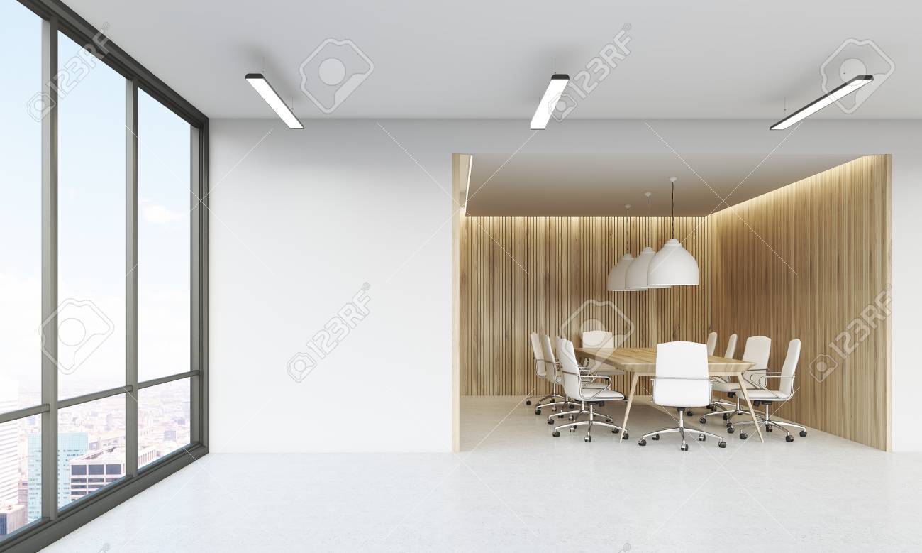 Panoramic Window In Office Lobby With Conference Room In Background ... Panoramic Window In Office Lobby With Conference Room In Background ...