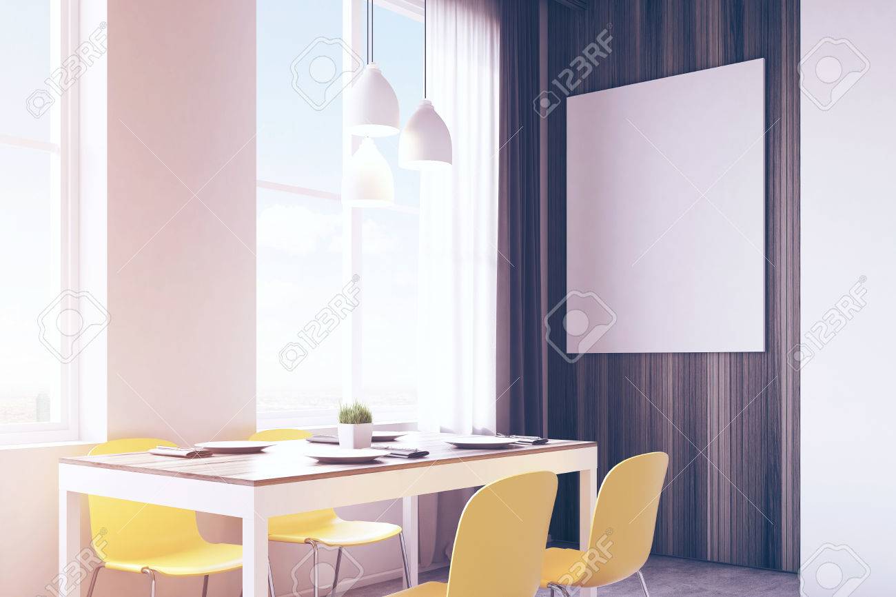 Close Up Of A Laid Dining Table In Modern Kitchen Yellow Chairs Vertical Close Up Of A Laid Dining Table In Modern Kitchen Yellow Chairs Vertical