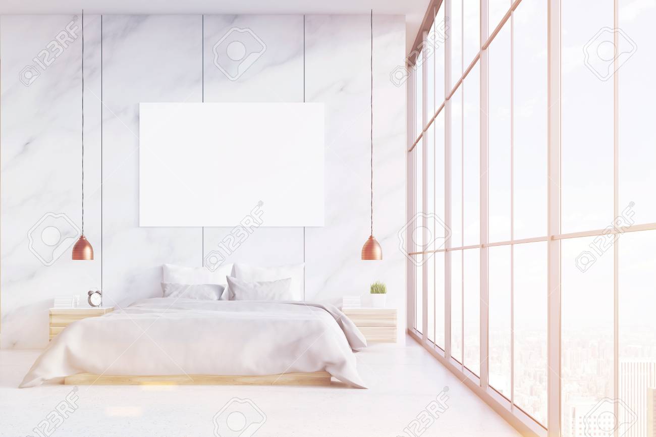 Vue De Face D\'un Intérieur De Chambre à Coucher Avec Un Lit King ... Vue De Face D\'un Intérieur De Chambre à Coucher Avec Un Lit King ...
