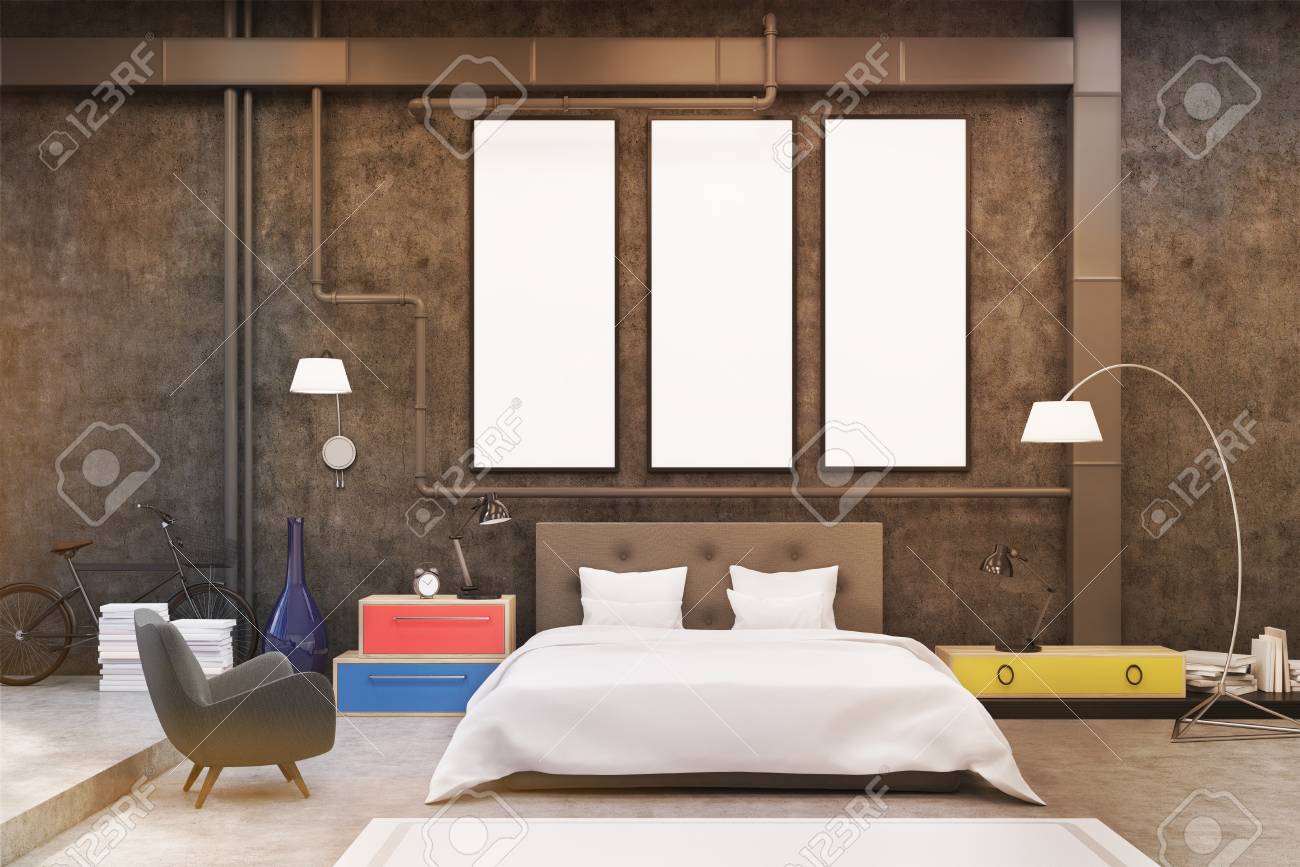 Interno Camera Da Letto Con Pareti Nere E Tre Stretti Poster ... Interno Camera Da Letto Con Pareti Nere E Tre Stretti Poster ...