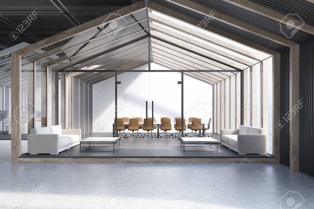 Casa Enmarcada Sala De Espera De La Oficina Con Una Pared De