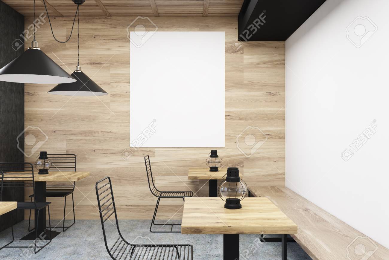 Interiore Di Legno E Bianco Del Caffè Della Parete Con Le Vecchie ... Interiore Di Legno E Bianco Del Caffè Della Parete Con Le Vecchie ...