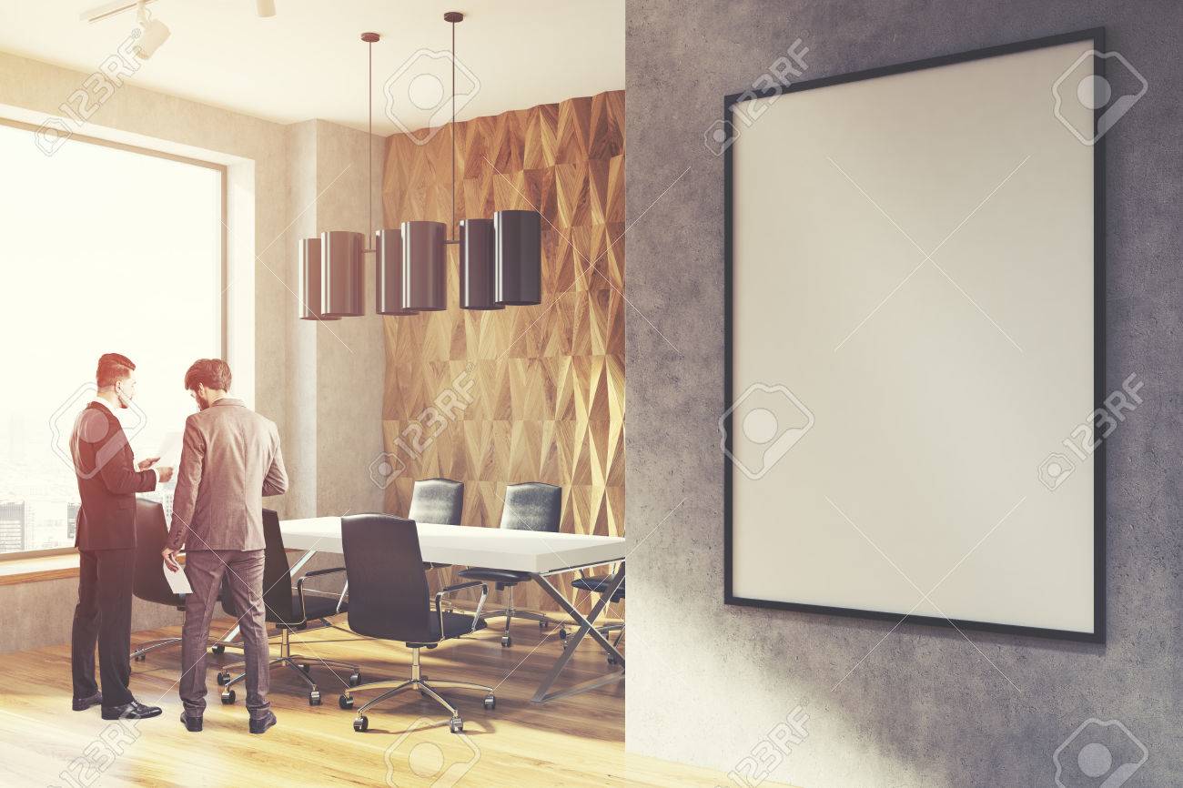 Business People In An Office With A Diamond Pattern Walls With