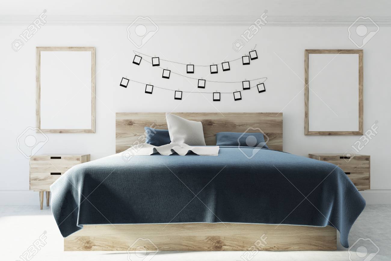 Photo Gallery Bedroom Interior With White Walls A Concrete Floor