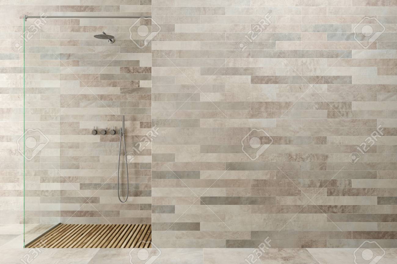 Intérieur De Salle De Bain En Bois Blanc Avec Une Cabine De Douche ... Intérieur De Salle De Bain En Bois Blanc Avec Une Cabine De Douche ...