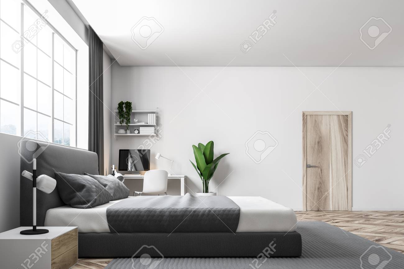 double bed under window