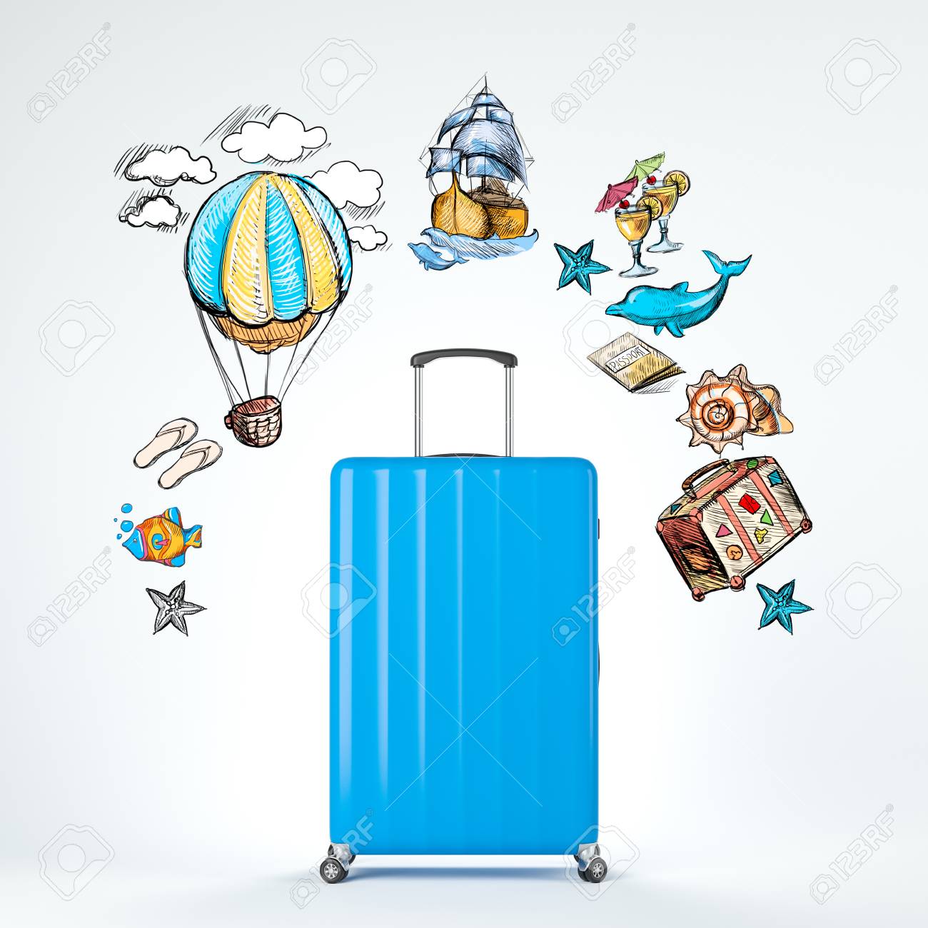 bright blue suitcase