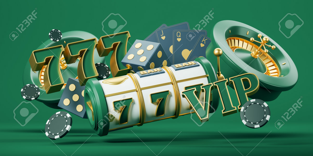 Casino 777 Jackpot With Poker Cards, Chips And Flush Royal With Dice On  Green Background. Concept Of Success And Win. 3D Rendering Stock Photo,  Picture and Royalty Free Image. Image 195986341.