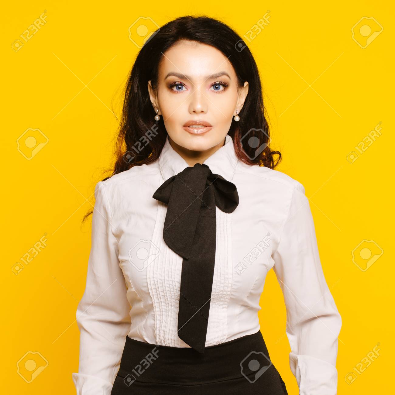 yellow tie blouse
