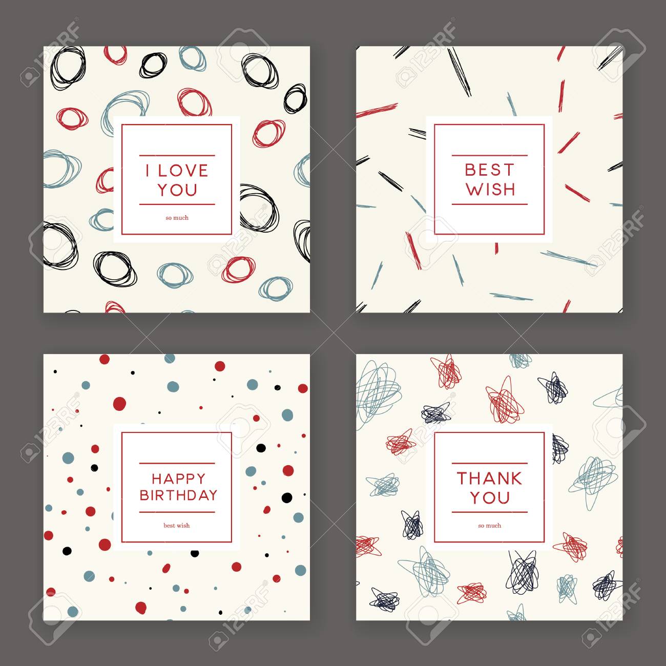 Conjunto De Tarjetas Creativas De Invitación A Mano Alzada Un juego de cartas creativas dibujadas a mano. la mejor mano