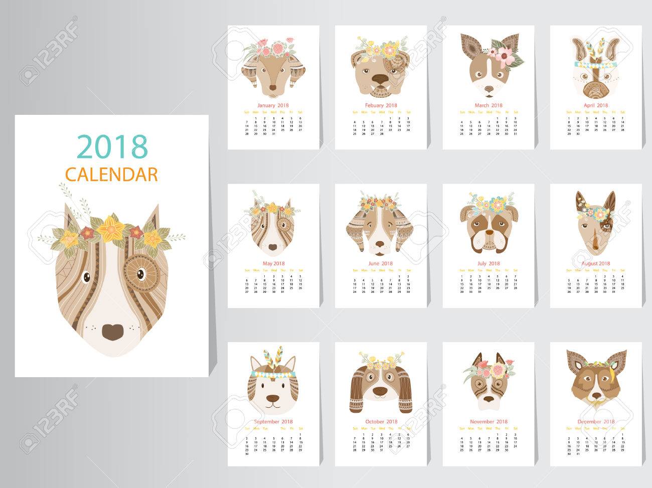 collection of portrait dog calendar 2018 design the year of the