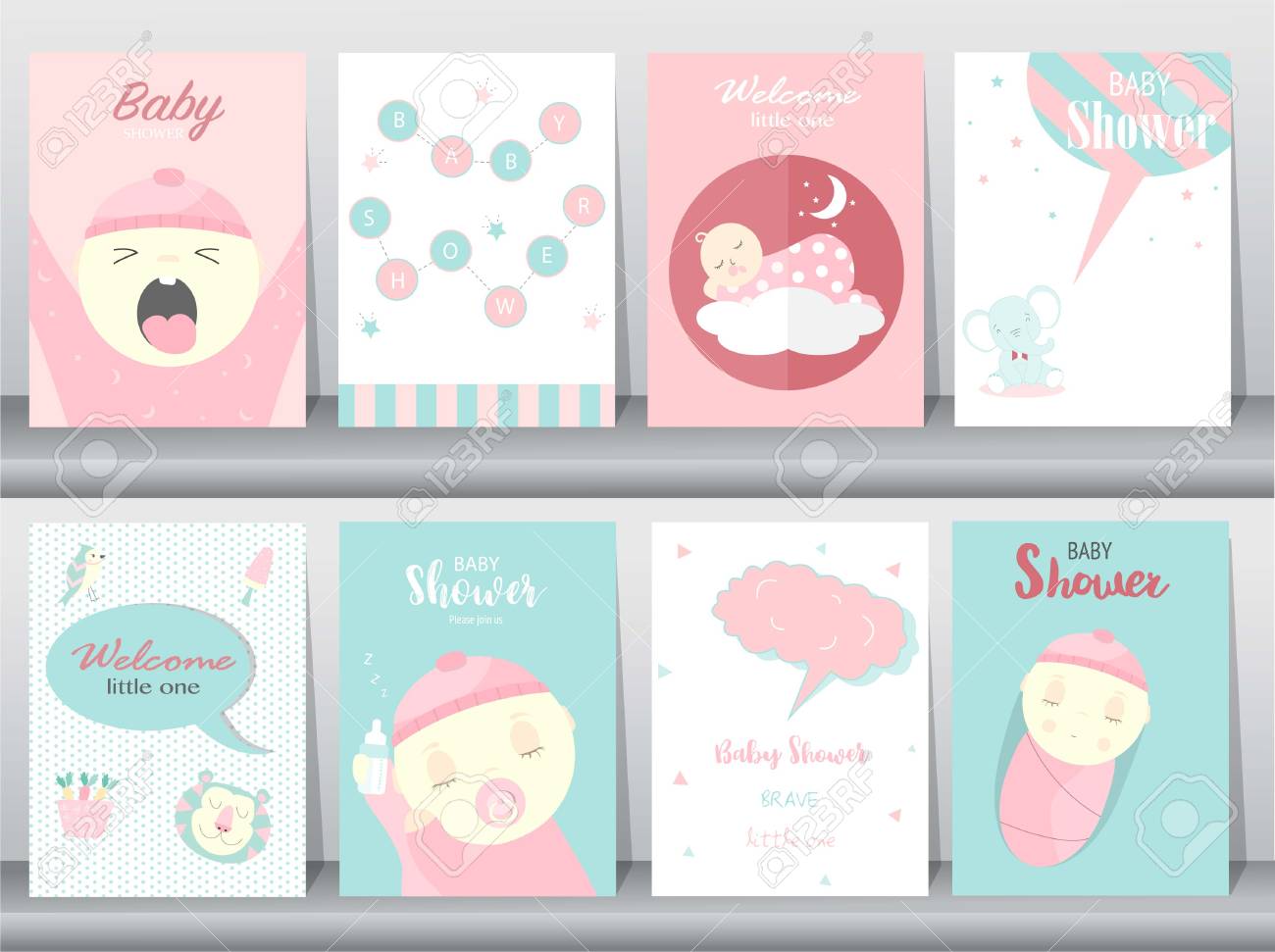 set of baby shower invitations cards poster greeting template baby shower invitations cards