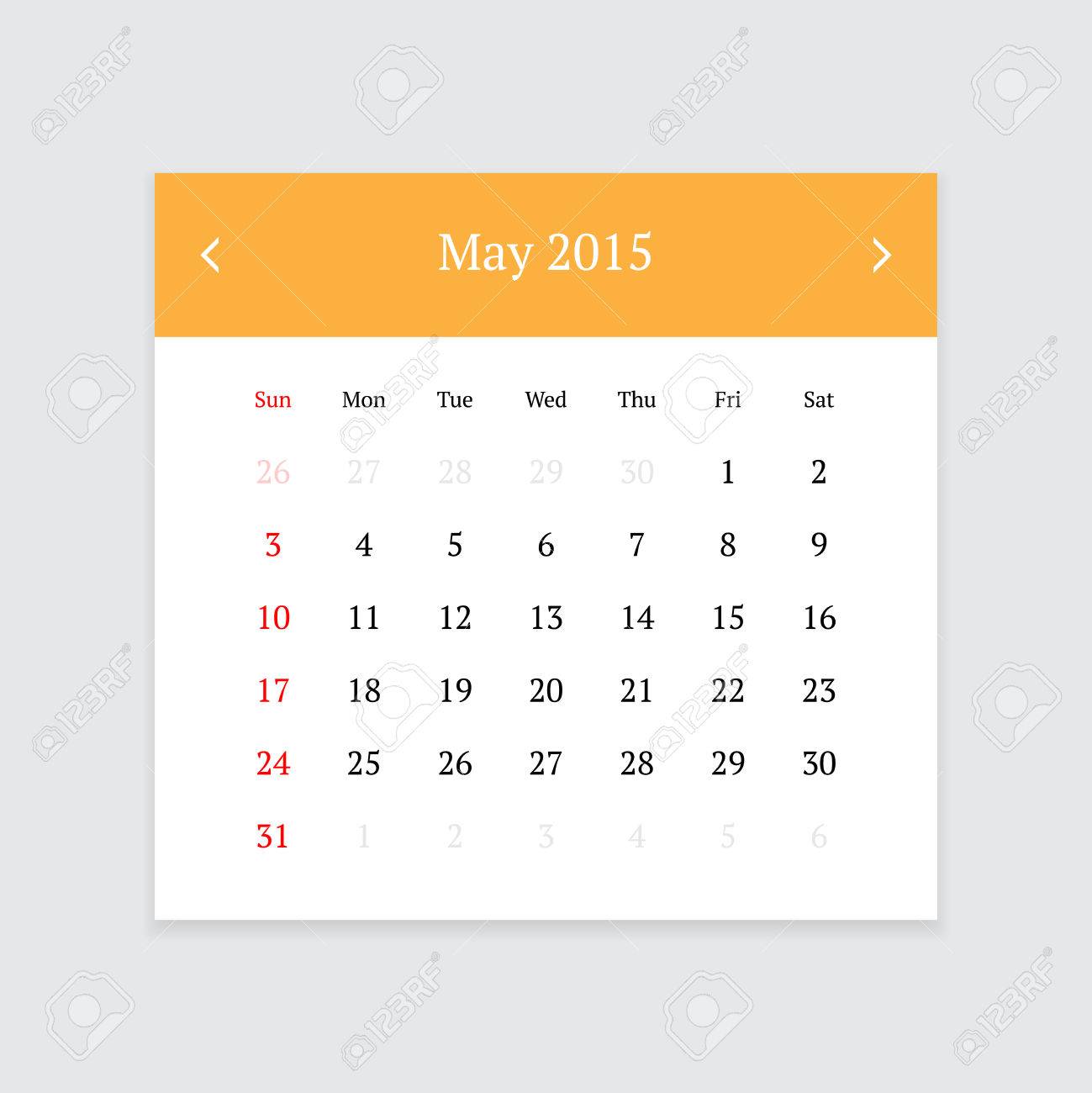 ミニマルなクリーン カレンダーにつきましては 明るい灰色の背景に 15 年 5 月 のイラスト素材 ベクタ Image
