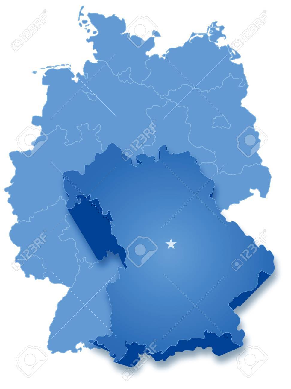 political map of germany with all states where bavaria freistaat bayern is pulled out
