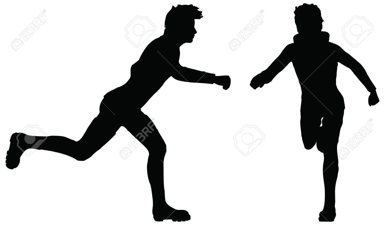 eps 10 vector of man silhouette in running position on white