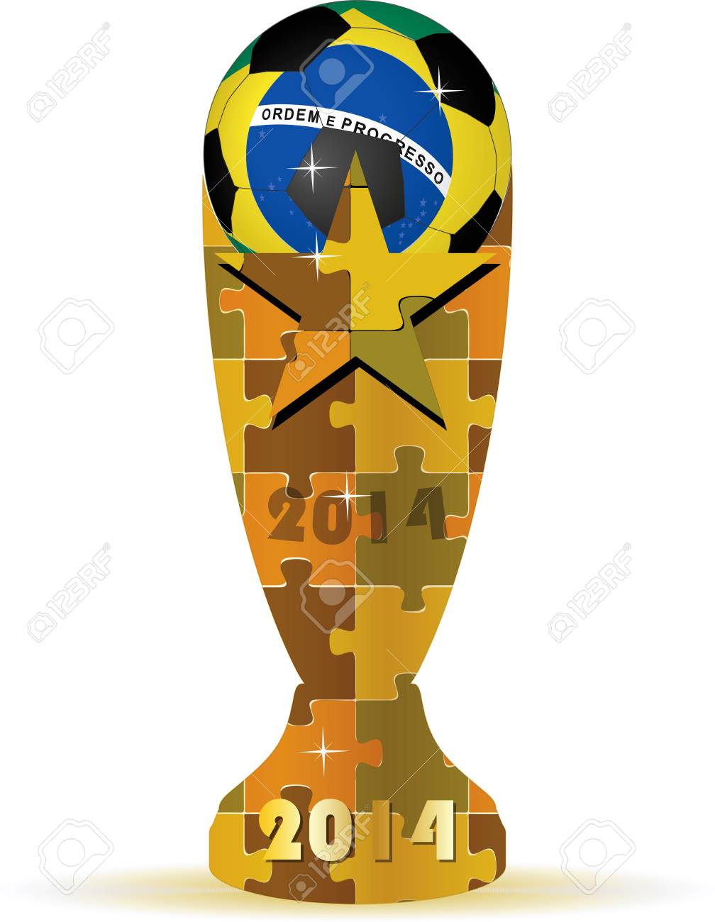 黄金のサッカーのトロフィーのイラストのイラスト素材 ベクタ Image