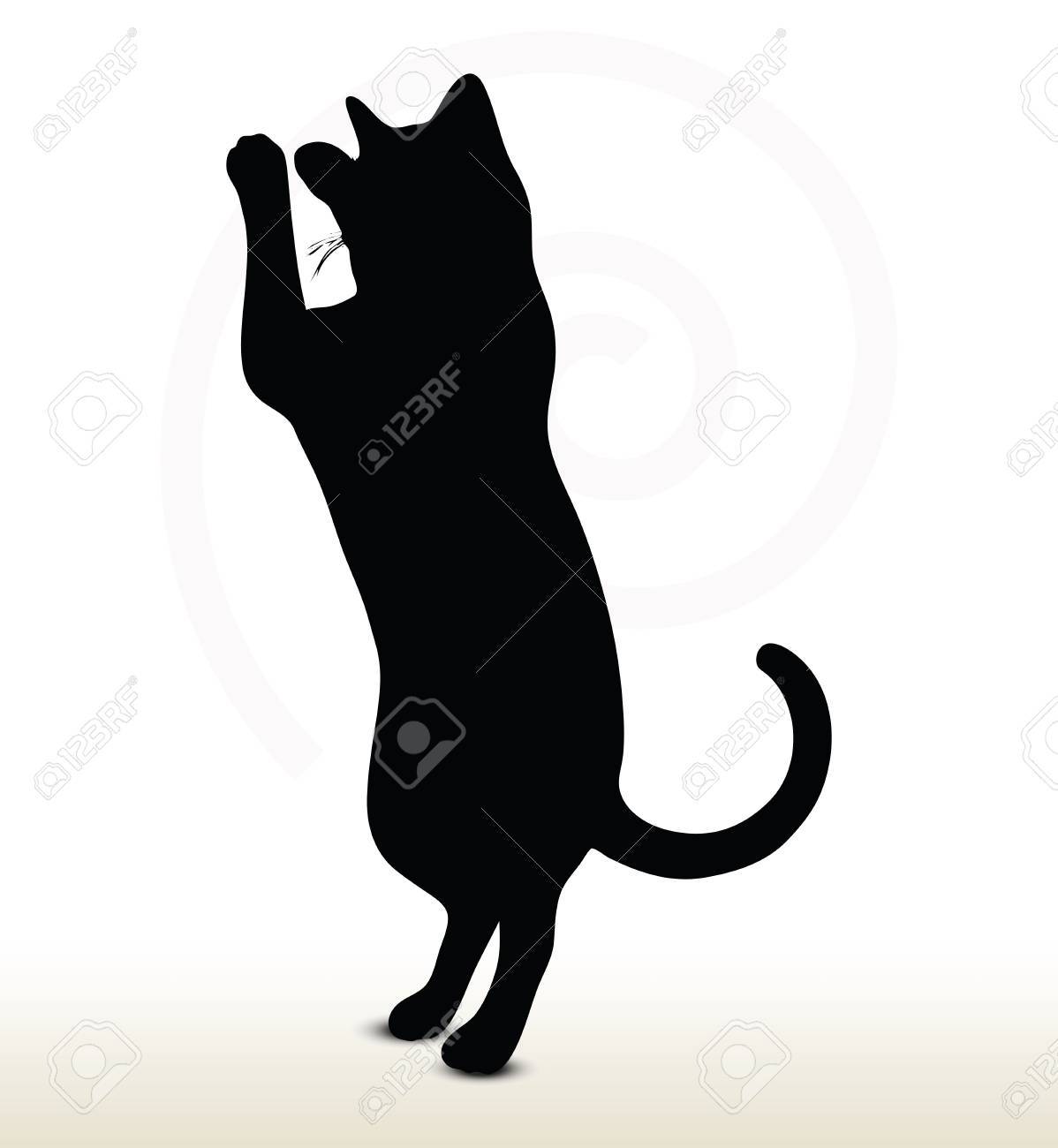 猫シルエット ボクシングのポーズで 白い背景で隔離のイラストのイラスト素材 ベクタ Image