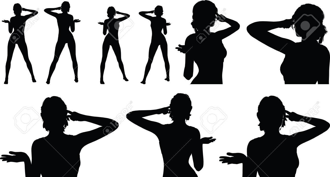 Women Silhouette With Think Hand Gesture Royalty Free Cliparts Vectors And Stock Illustration Image