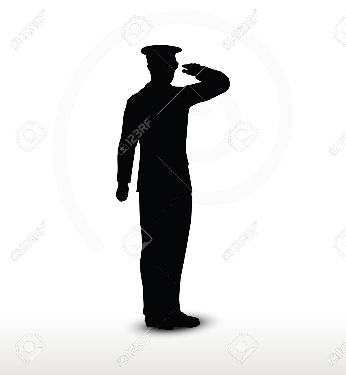 ベクトル画像 手ジェスチャーの敬礼と軍隊一般的なシルエット のイラスト素材 ベクタ Image