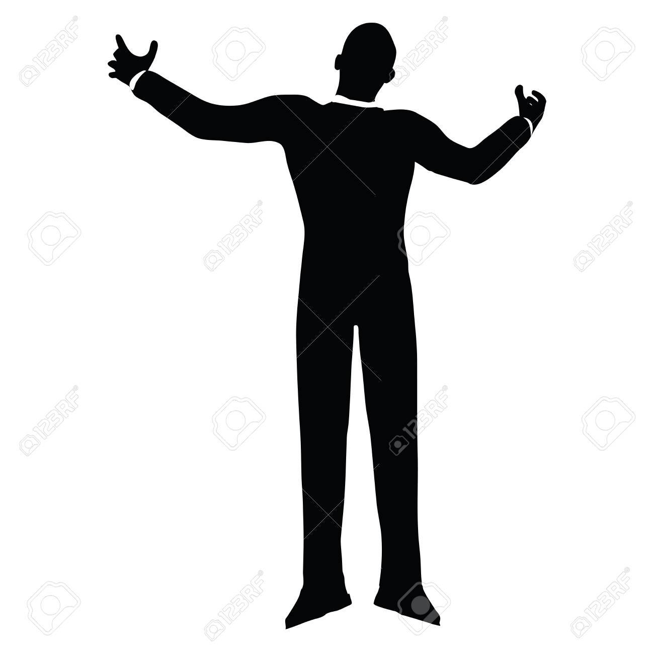 ベクトル画像 ゴリラのビジネスマンのシルエットのポーズに孤立した
