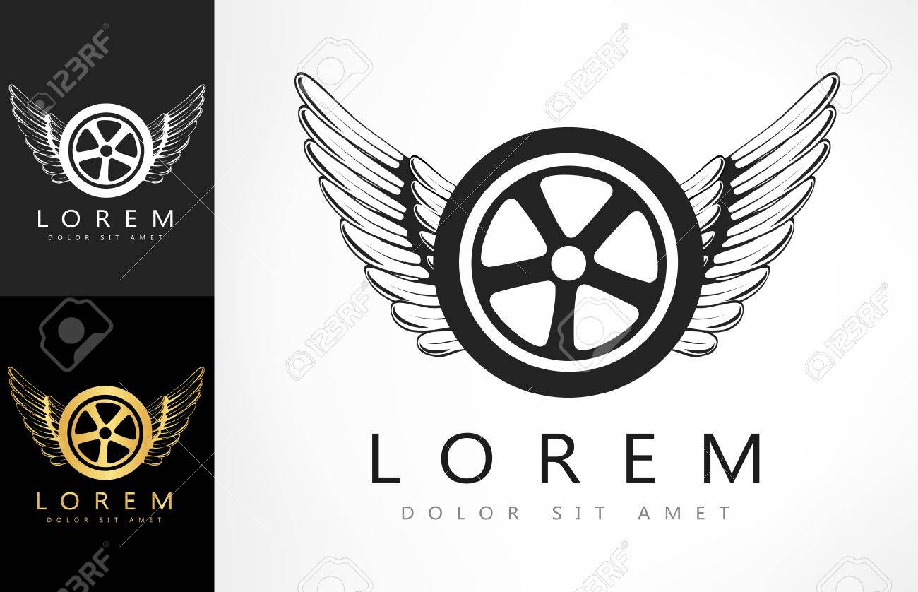 wings and tire logo vector illustration royalty free cliparts