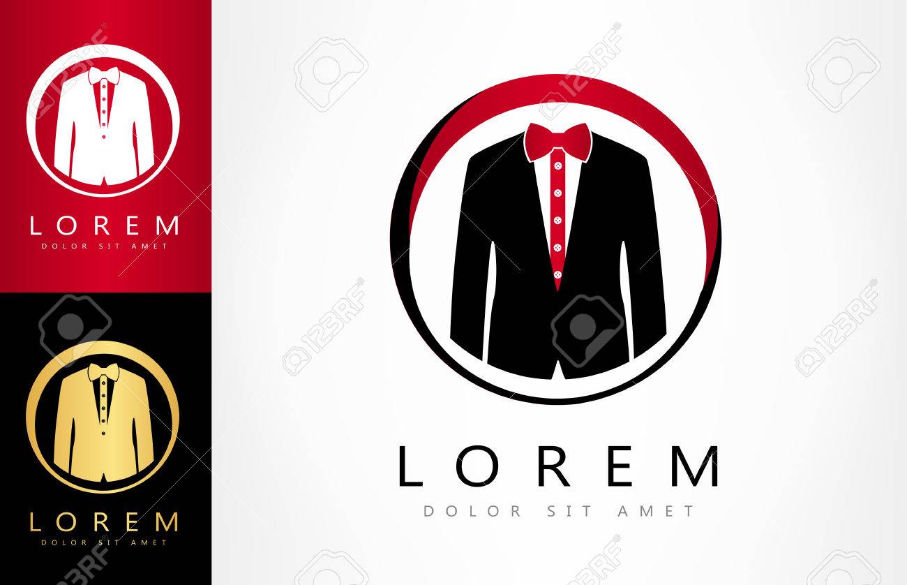 Men Suit Vector Jacket And Tie Bow Logo Royalty Free Cliparts