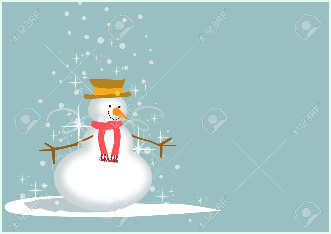 merry christmas poster snowman background with space stock photo