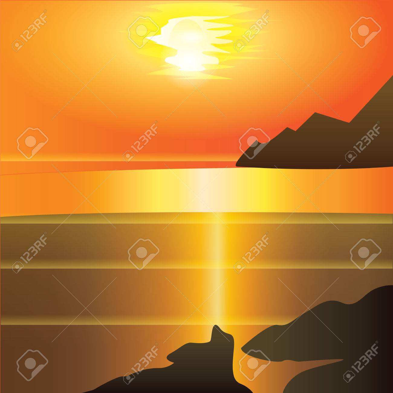 風景夕日赤色 黄色の背景の崖海反射現代美術の創造的な図 のイラスト素材 ベクタ Image 風景夕日赤色 黄色の背景の崖海反射現代美術の創造的な図 のイラスト素材 ベクタ Image