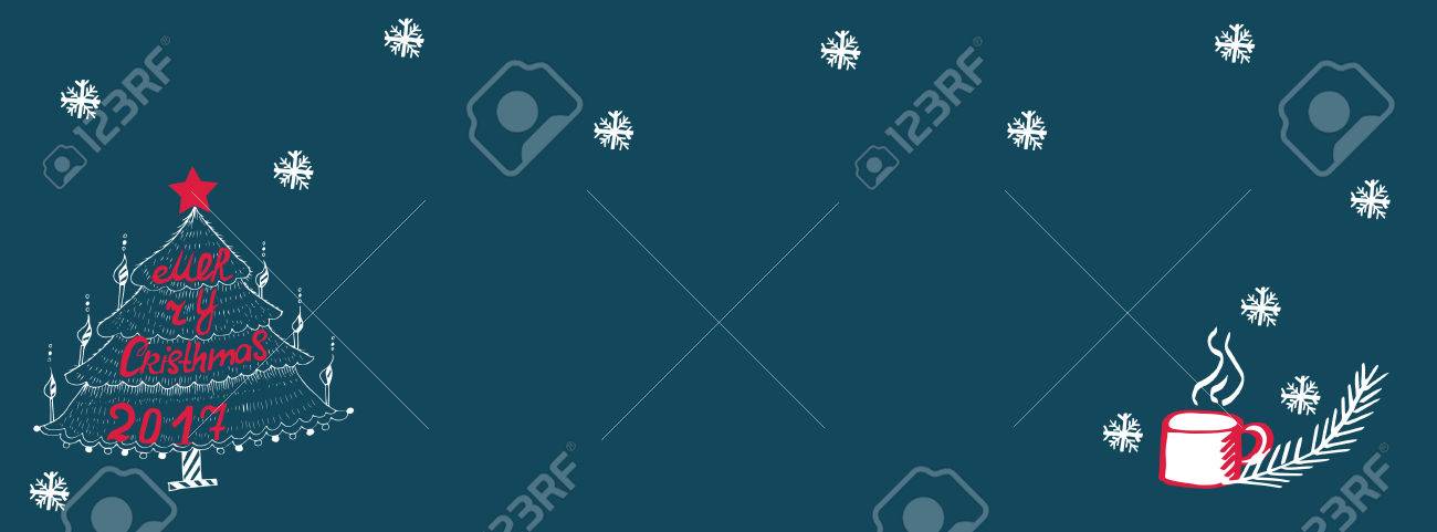 クリスマスに Web サイトのお祝いのクリスマス ヘッダー スケッチ フリーハンド描画インク モミの木と手文字ベクトル のイラスト素材 ベクタ Image