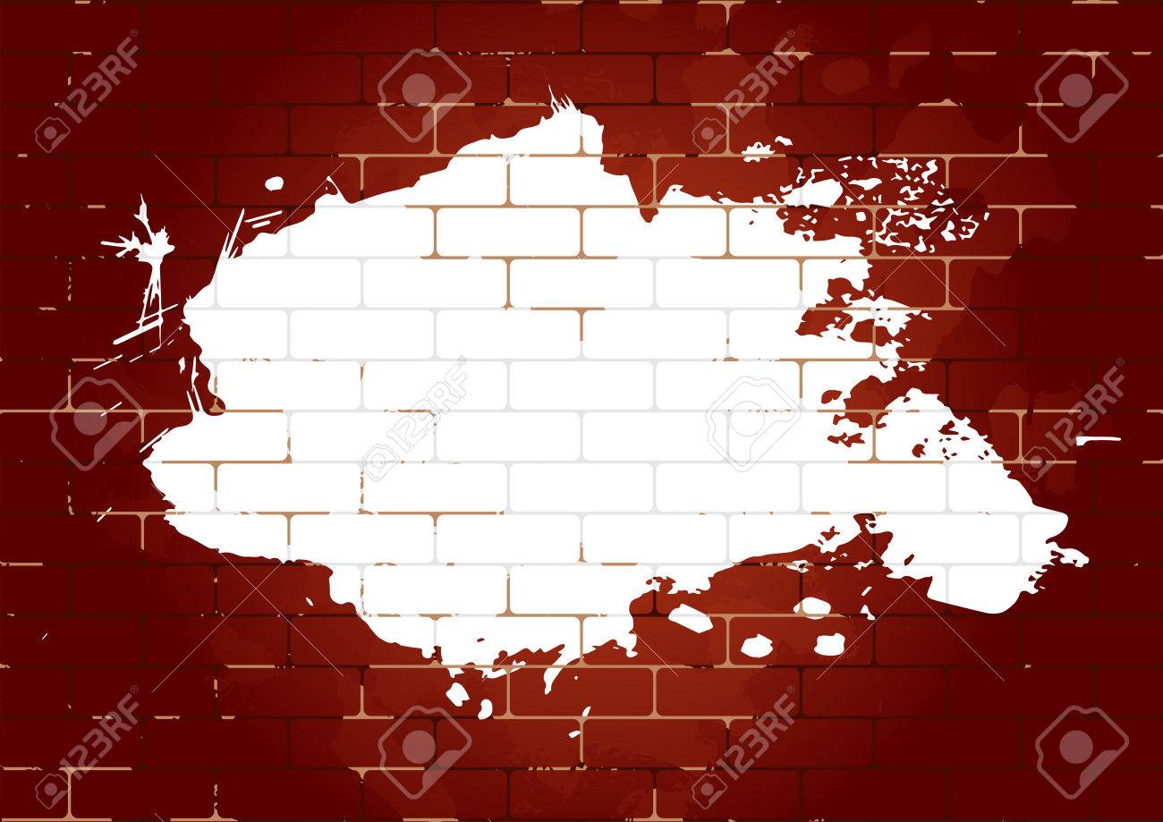 Pared De Ladrillo Con Blanco Mancha De Pintura Diseno Para Su