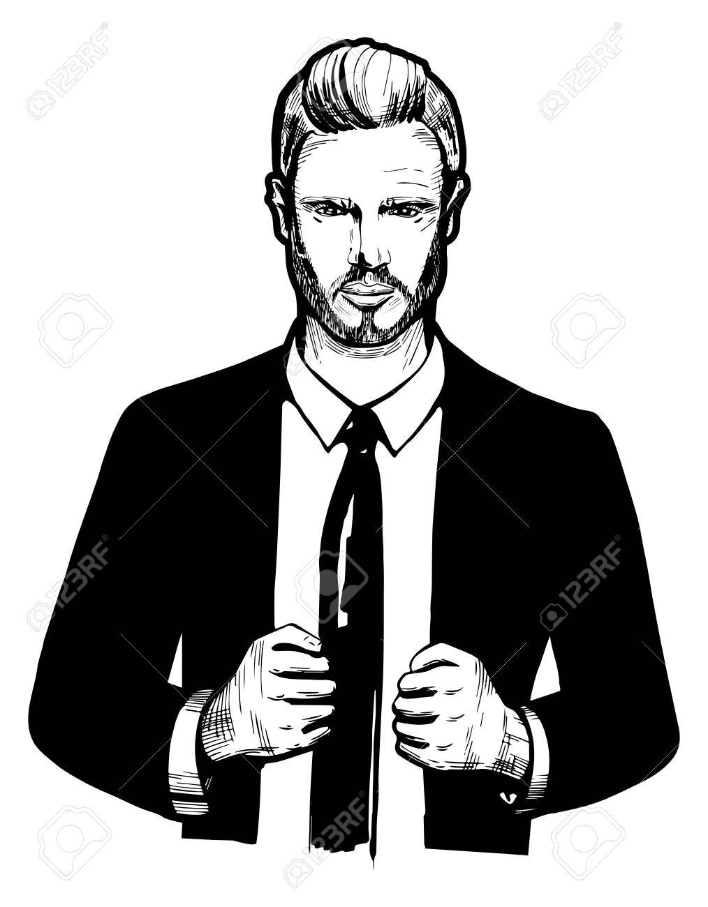 Premium Vector  Vector illustration businessman in black suit and necktie