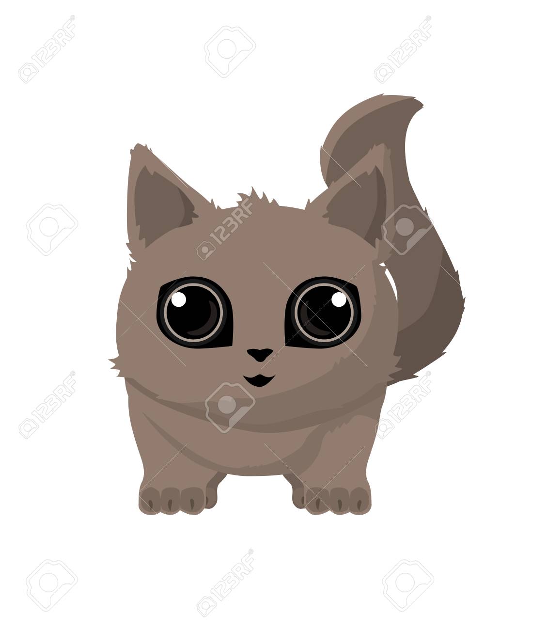 Cute Cat detailed with big eyes with shadows - 95150969 Cute Cat detailed with big eyes with shadows - 95150969