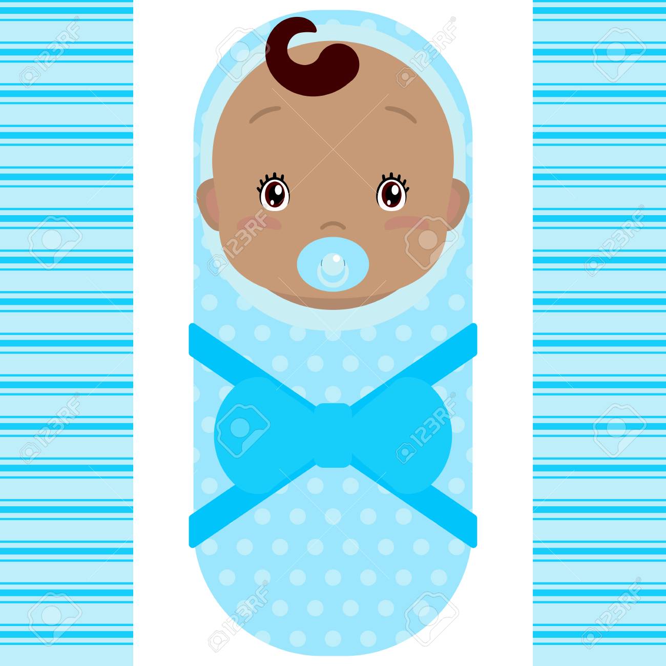 Smiling African Baby Boy With Pacifier Isolated On White Background Vector Cartoon Mascot Holiday Illustration To Birthday Baby Shower Royalty Free Cliparts Vectors And Stock Illustration Image