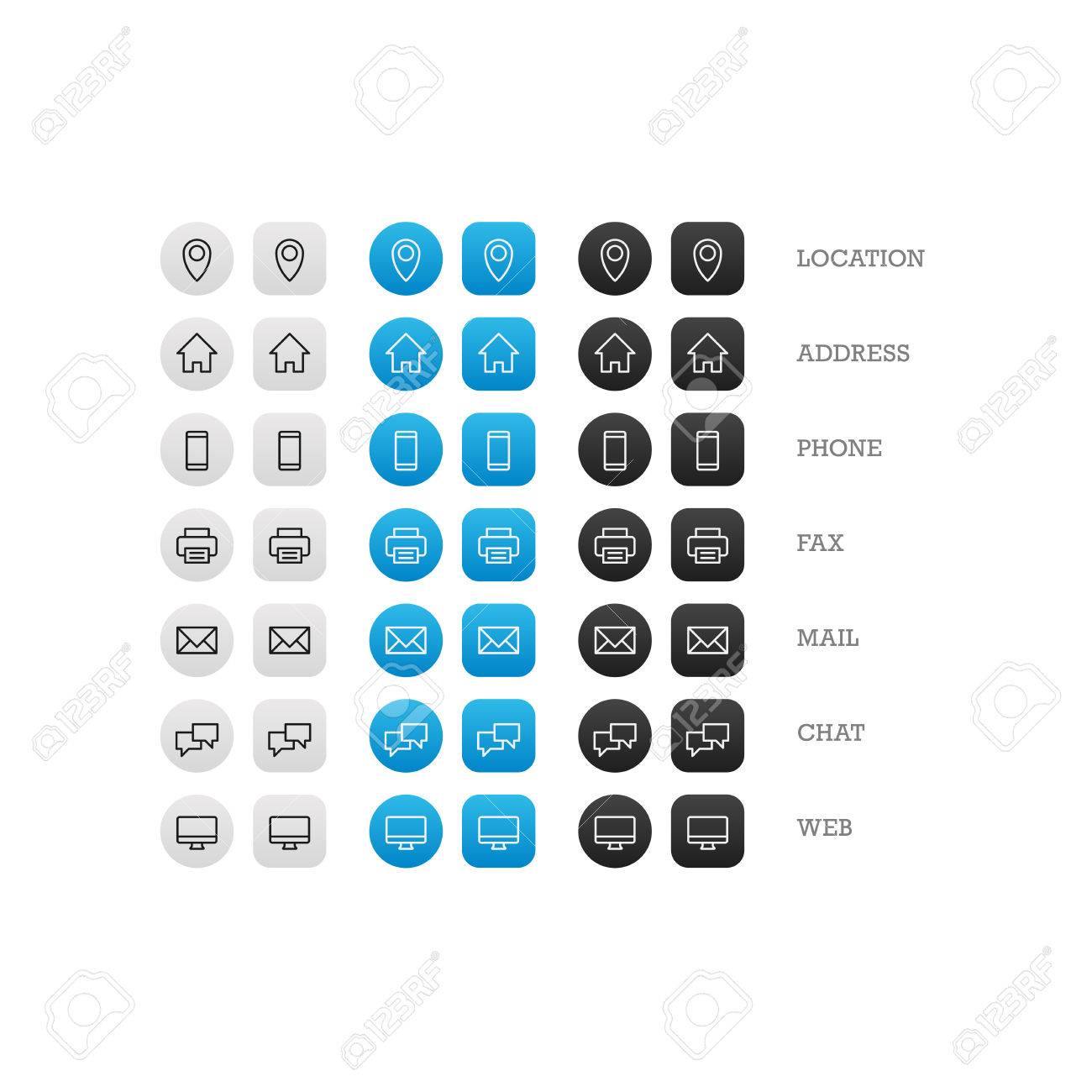 Flat multipurpose business card icon set of web icons for business finance and communication. Vector graphic template. - 40494814 Flat multipurpose business card icon set of web icons for business finance and communication. Vector graphic template. - 40494814