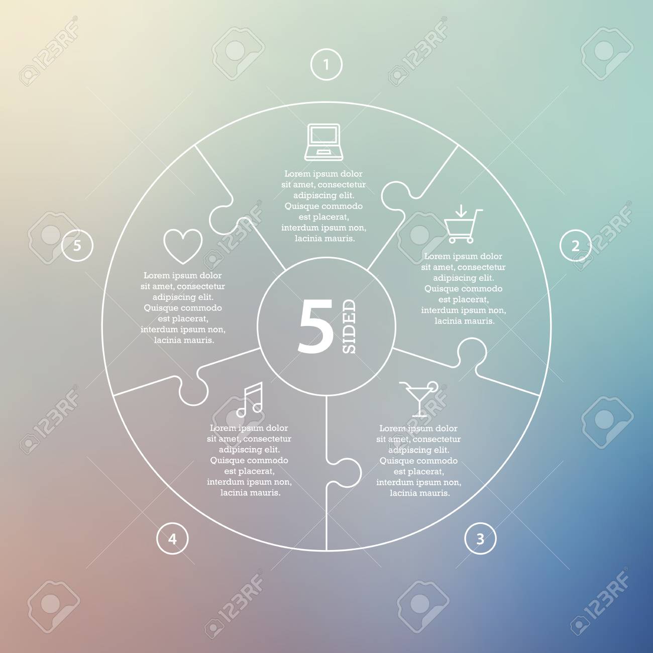 Business concept with options, parts, steps or processes. Circle puzzle infographic. Template for cycle diagram, graph, presentation and round chart. Vector blur background. - 46085310 Business concept with options, parts, steps or processes. Circle puzzle infographic. Template for cycle diagram, graph, presentation and round chart. Vector blur background. - 46085310