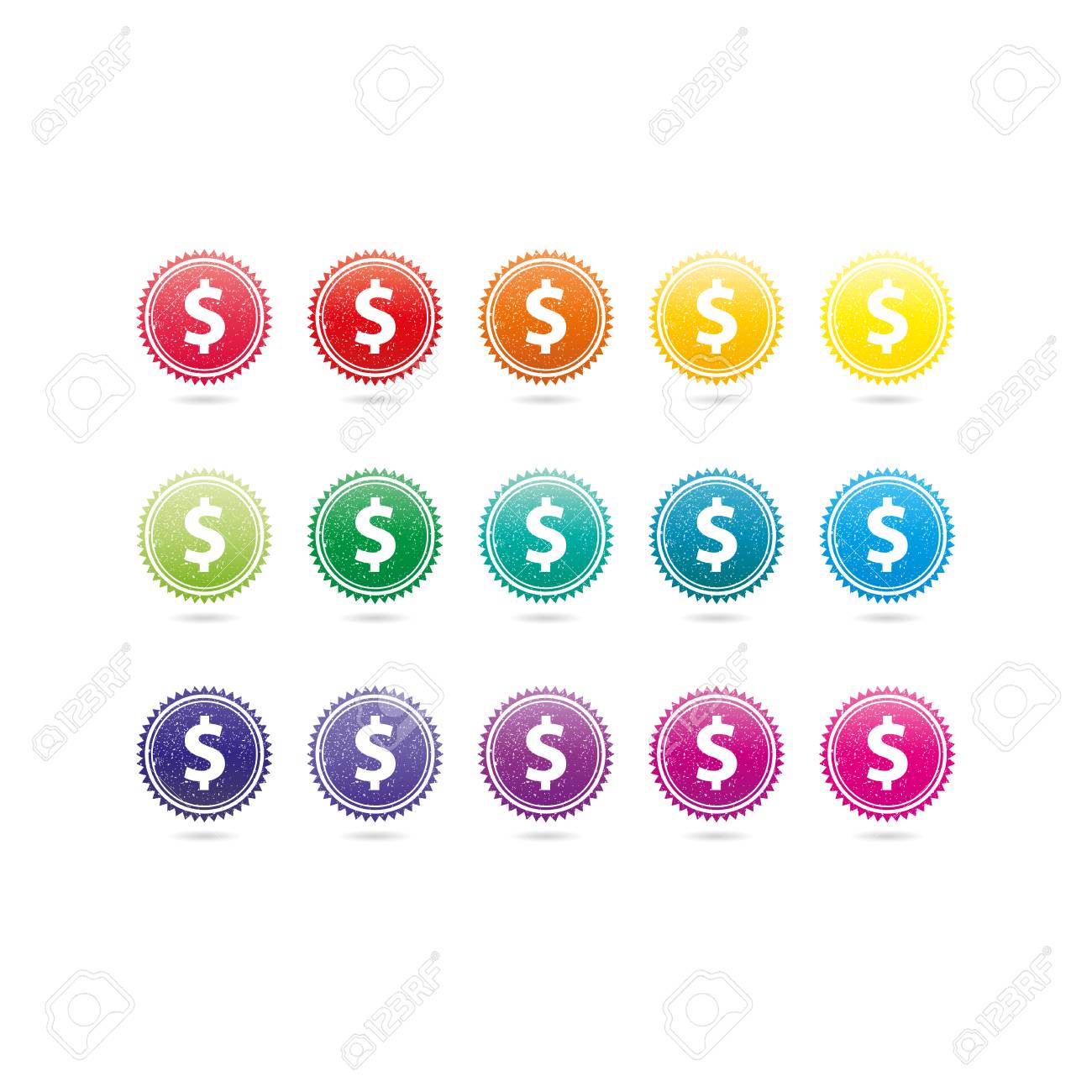 Dollar currency grunge symbols. Colorful hipster style stamp badge signs. Vector illustration graphic template isolated on white background. - 46791367 Dollar currency grunge symbols. Colorful hipster style stamp badge signs. Vector illustration graphic template isolated on white background. - 46791367