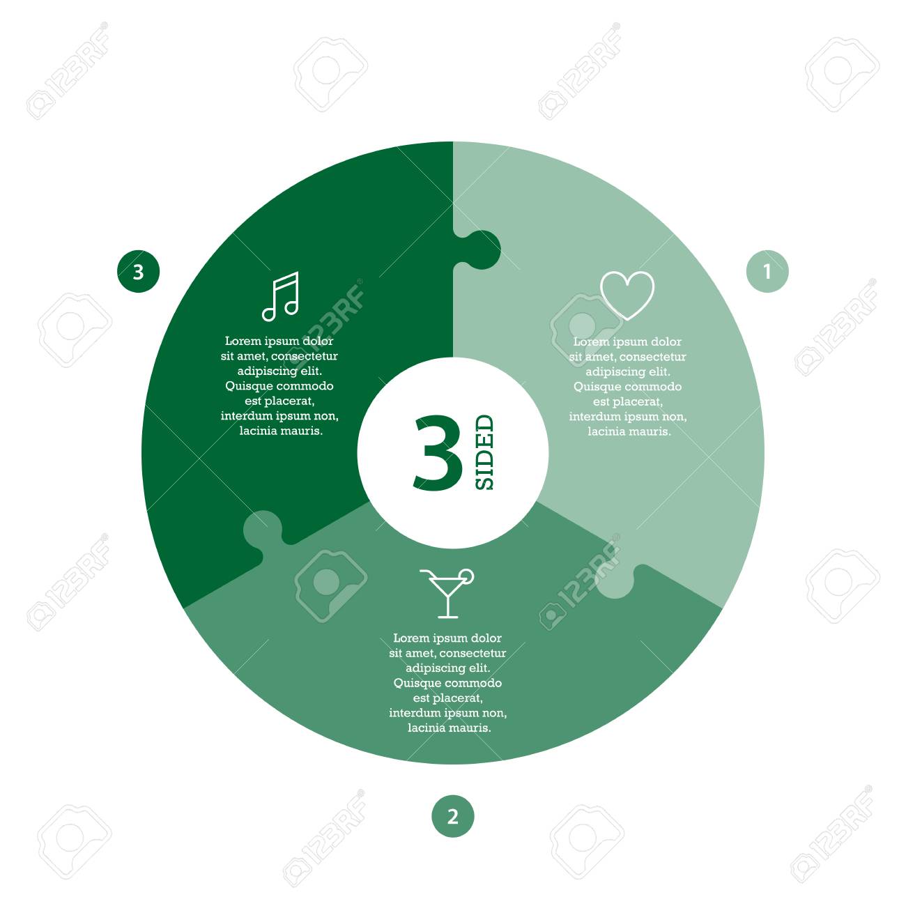 Flat monocolor puzzle presentation infographic chart. Numbered with icons and explanatory text isolated on white background. Vector graphic template. - 47450217 Flat monocolor puzzle presentation infographic chart. Numbered with icons and explanatory text isolated on white background. Vector graphic template. - 47450217