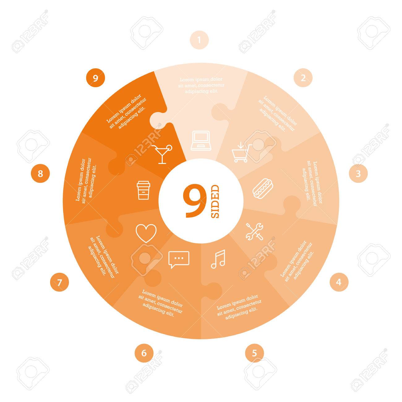 Flat monocolor puzzle presentation infographic chart. Numbered with icons and explanatory text isolated on white background. Vector graphic template. - 47450281 Flat monocolor puzzle presentation infographic chart. Numbered with icons and explanatory text isolated on white background. Vector graphic template. - 47450281