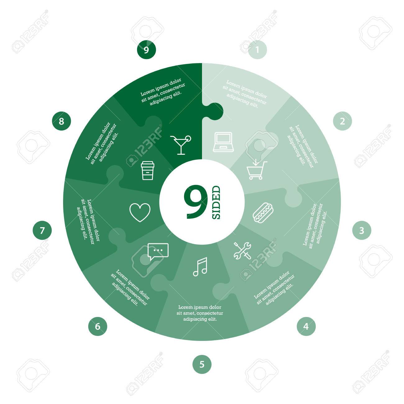 Flat monocolor puzzle presentation infographic chart. Numbered with icons and explanatory text isolated on white background. Vector graphic template. - 47450322 Flat monocolor puzzle presentation infographic chart. Numbered with icons and explanatory text isolated on white background. Vector graphic template. - 47450322