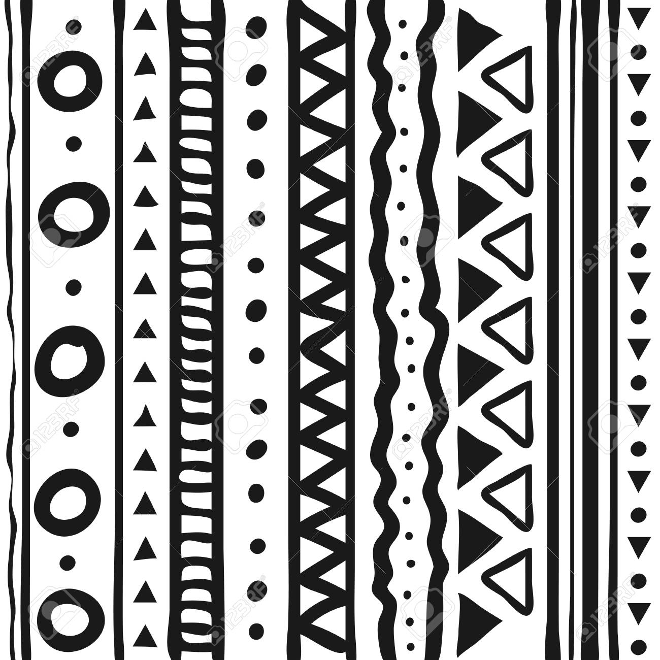 tribal patterns line hand drawn doodle style isolated on white tribal pattern