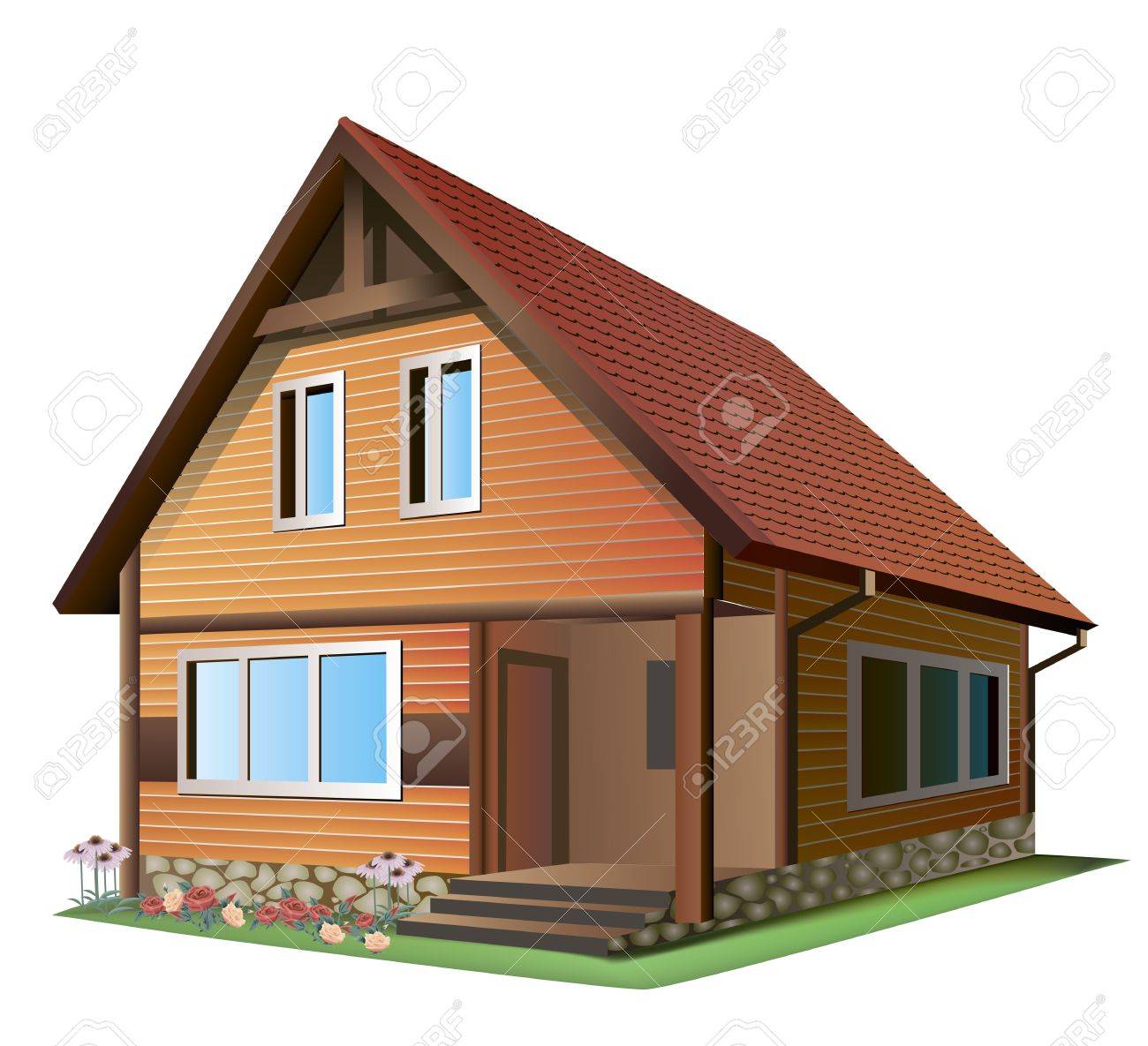 Illustration Of Small House With Tile Roof On A White Background Royalty Free Cliparts Vectors And Stock Illustration Image 17448846
