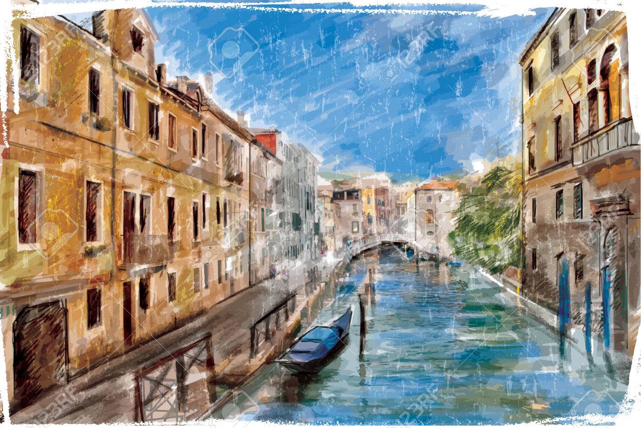 イタリア ヴェネチア 絵 水彩画 直筆（ヨーロッパの街
