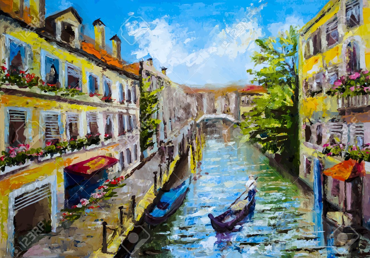ヴェネツィア, イタリア - 油絵風の写真素材・画像素材 Image