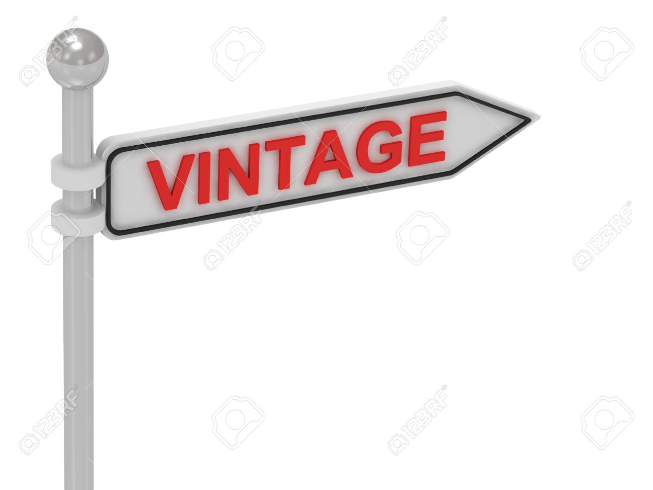 vintage arrow sign with letters on isolated white background stock